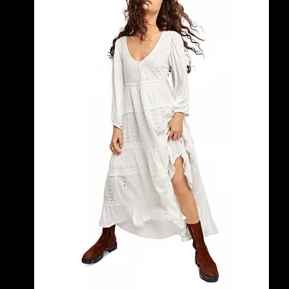 FREE PEOPLE Mockingbird Lace Boho Elegant Maxi Dress nwot - Picture 12 of 12